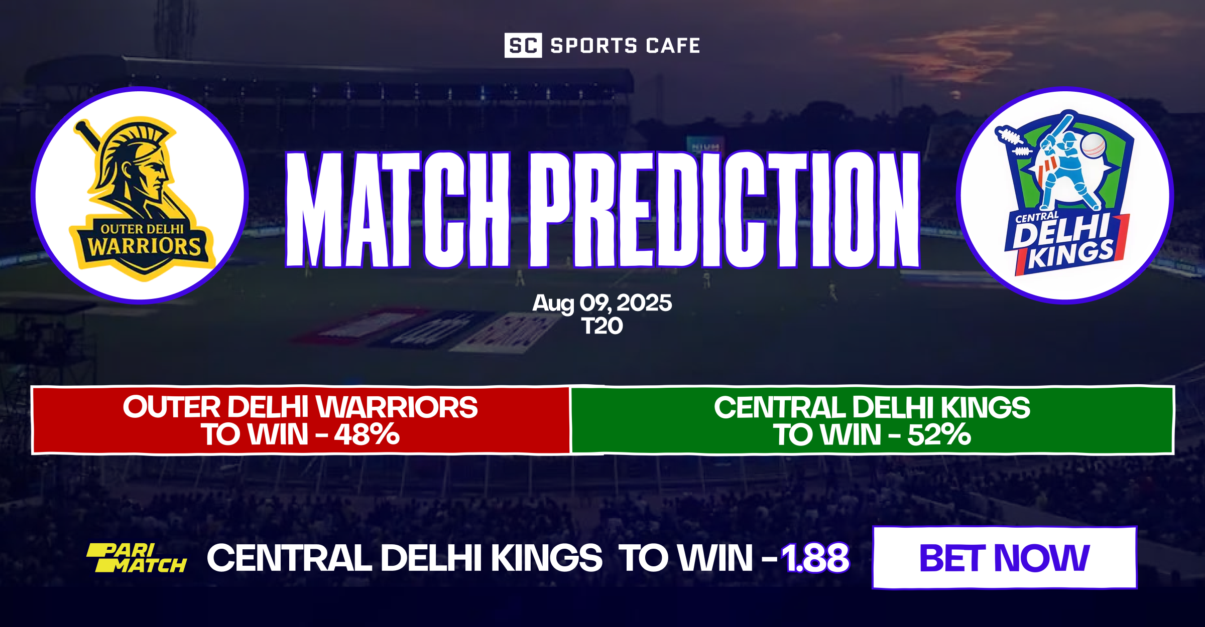Outer Delhi Warriors vs Central Delhi Kings match prediction.